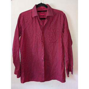 Men's Wills Lifestyle Red Dark Blue Patterned Dress Shirt Neck 15.5